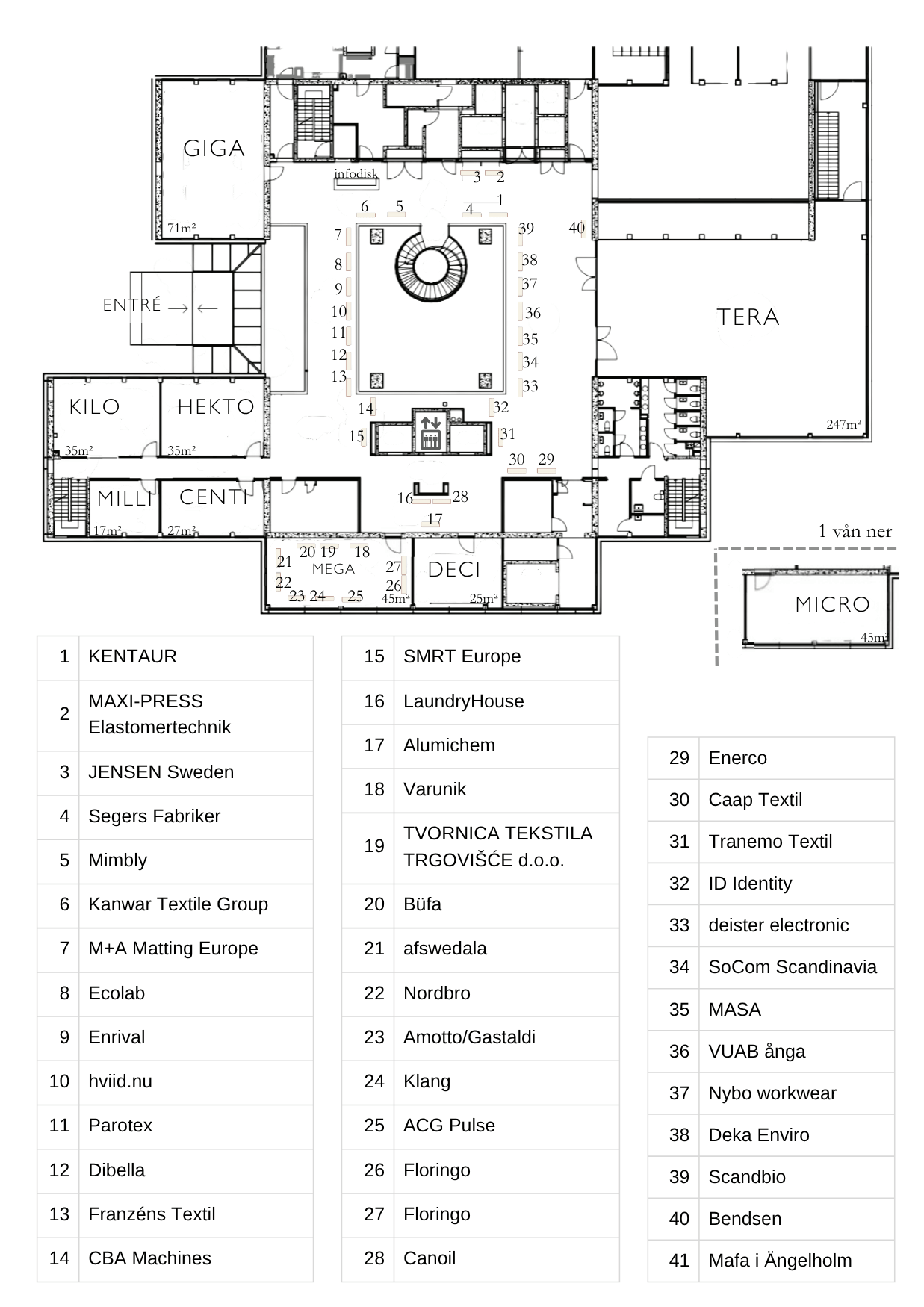 bench Exhibitors and map